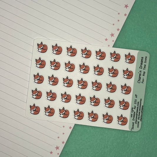 Fox Nap Time Icon Planner Stickers