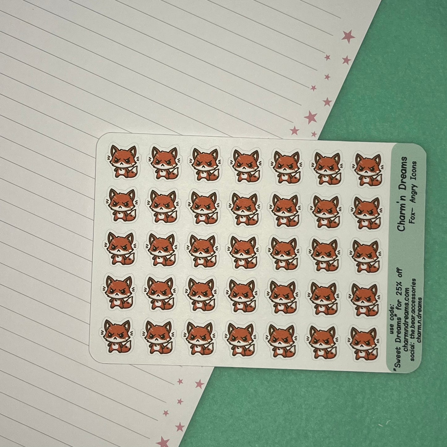 Fox Angry Icon Planner Stickers