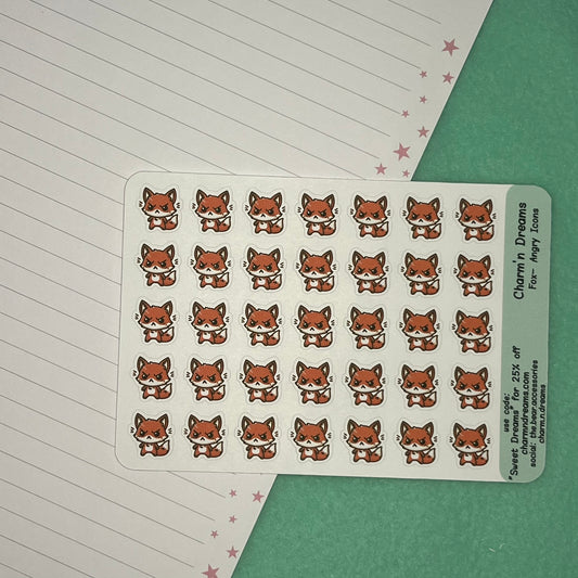 Fox Angry Icon Planner Stickers