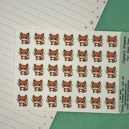 Fox Angry Icon Planner Stickers
