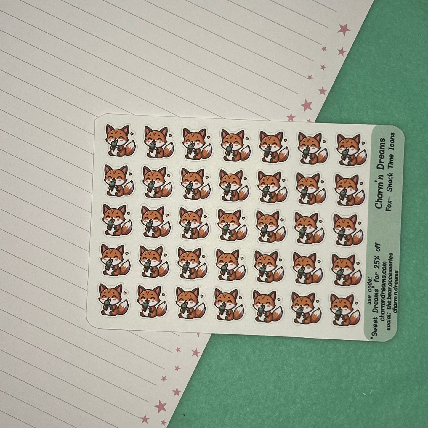 Fox Snack Time Icon Planner Stickers