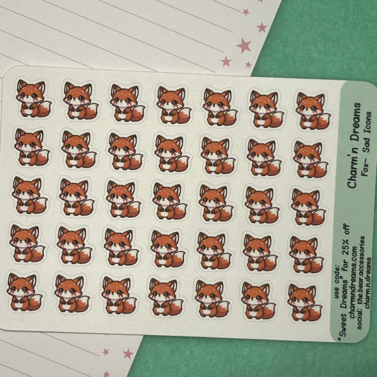 Fox Sad Icon Planner Stickers