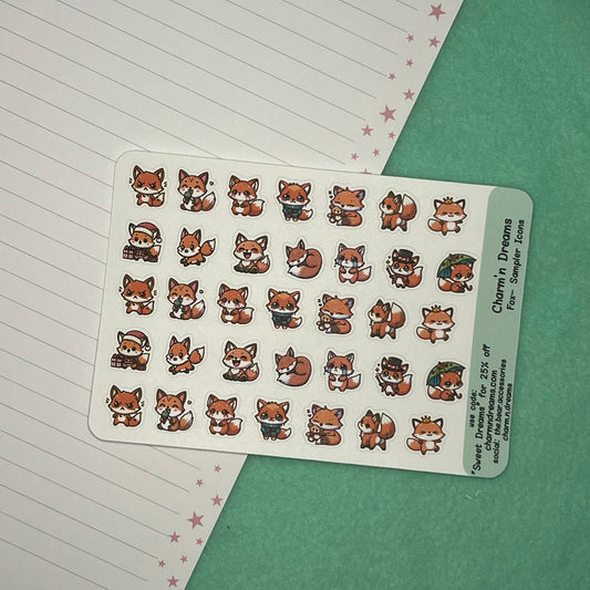 Fox Sampler Icon Planner Stickers