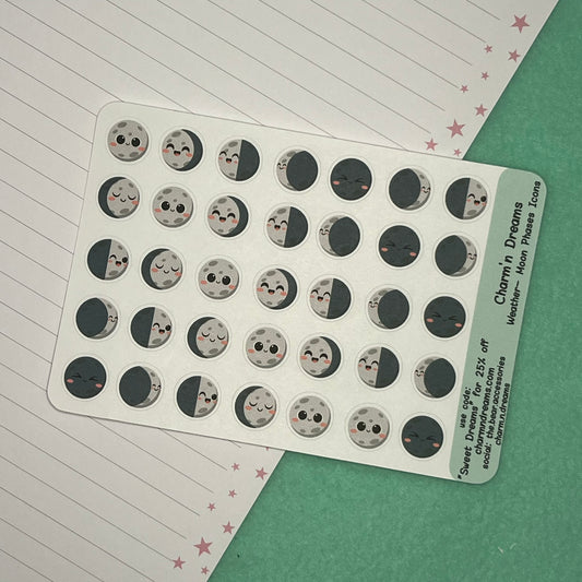 Weather Moon Phases Icon Planner Stickers