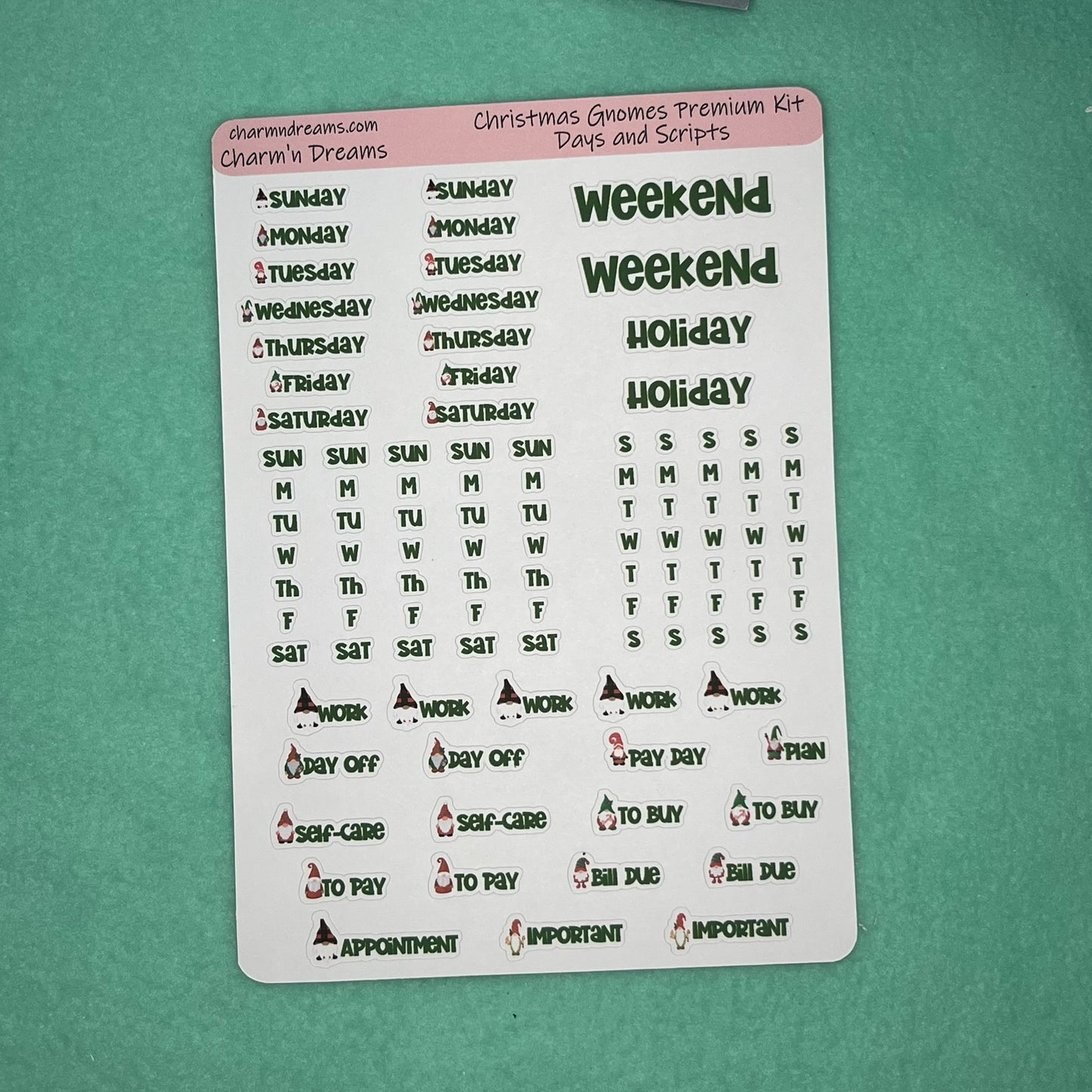 Christmas Gnomes Premium Planner Sticker Kit