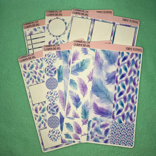 Purple Feathers Planner Sticker Kit