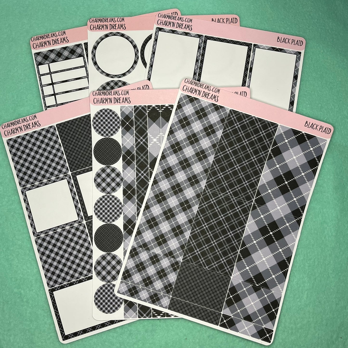 Black Plaid Planner Sticker Kit