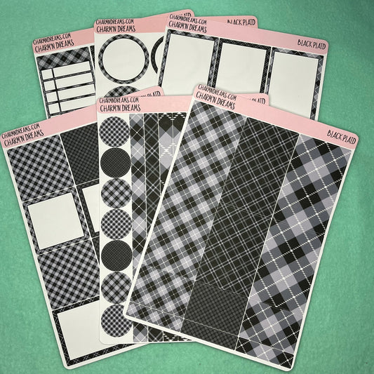 Black Plaid Planner Sticker Kit
