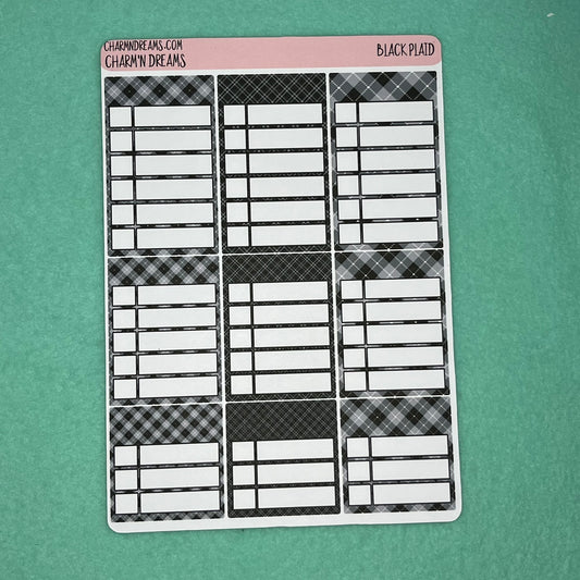 Black Plaid Planner Sticker Kit