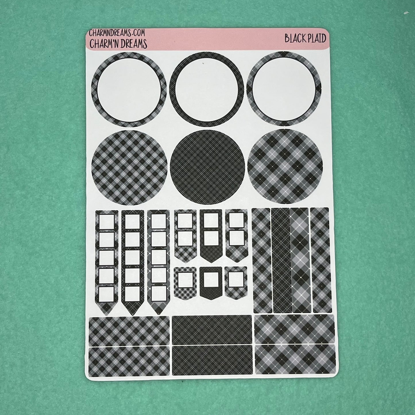 Black Plaid Planner Sticker Kit