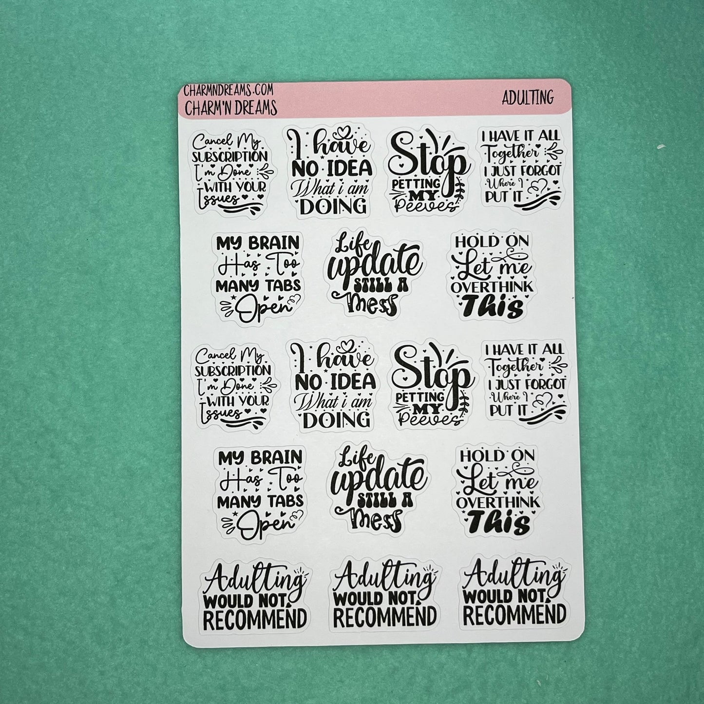 Adulting Quotes sticker Sheet