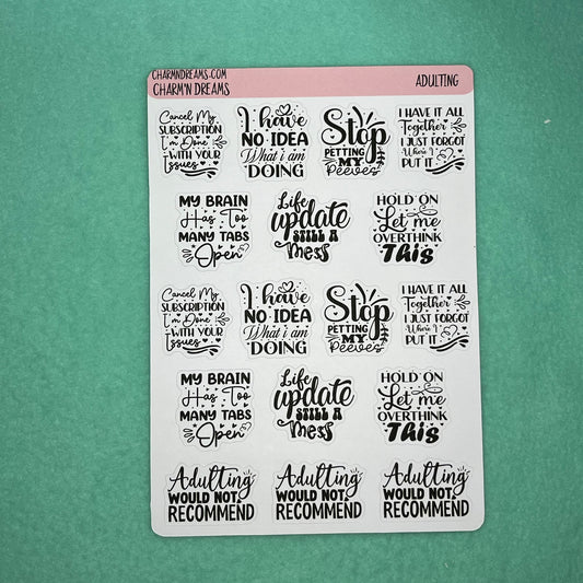 Adulting Quotes sticker Sheet