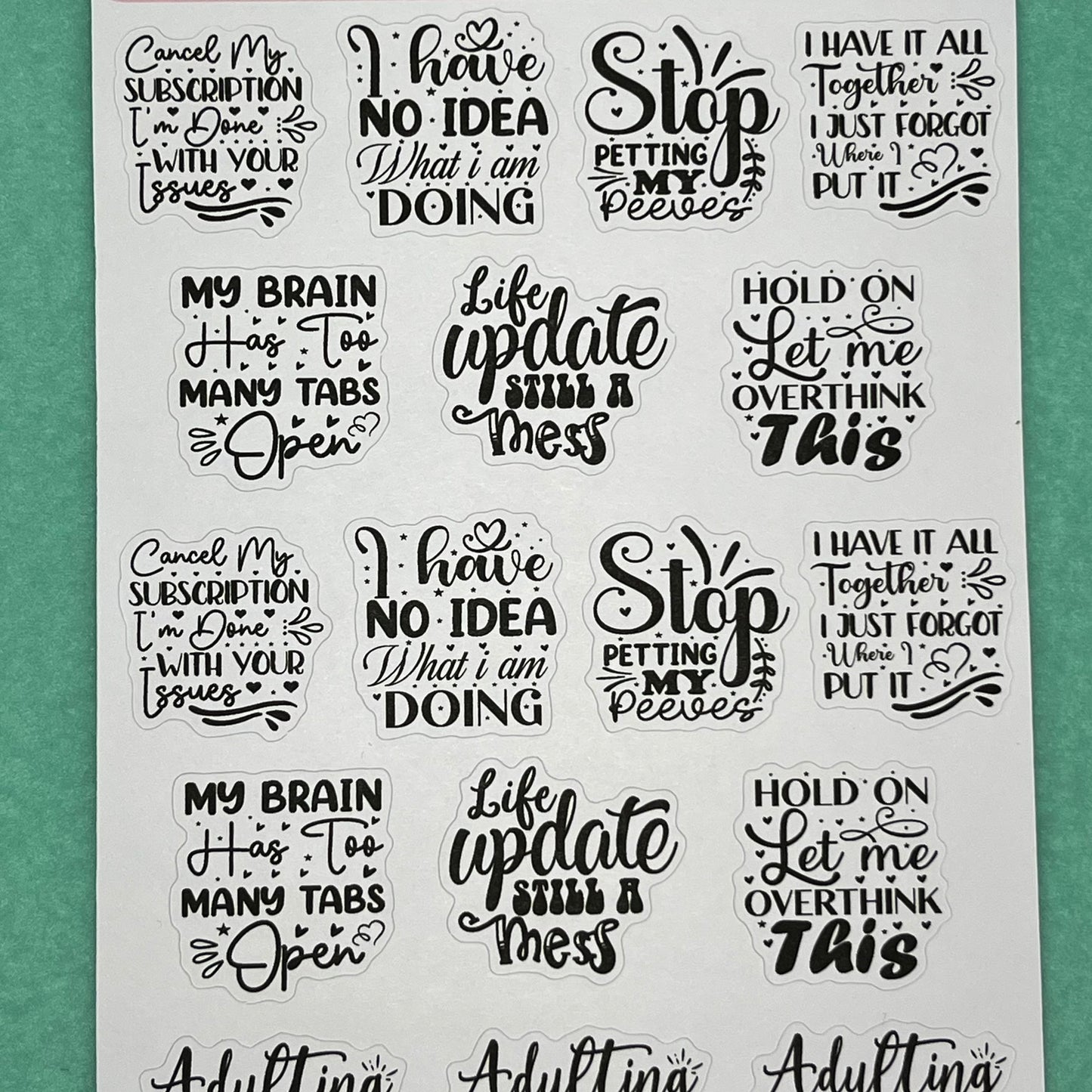 Adulting Quotes sticker Sheet