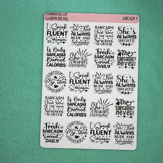 Sarcasm 1 Quotes sticker Sheet