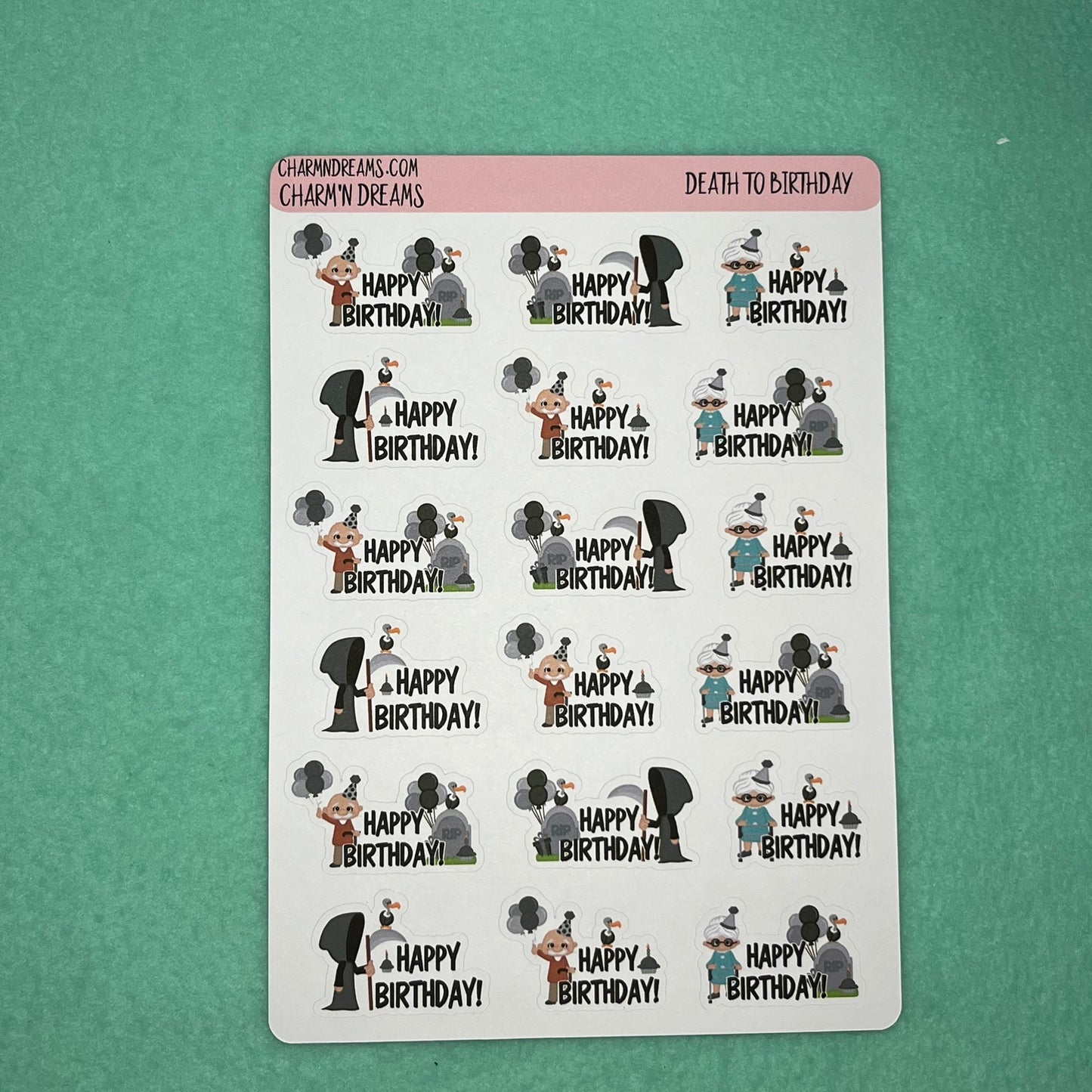 Death to Birthday Quotes sticker Sheet
