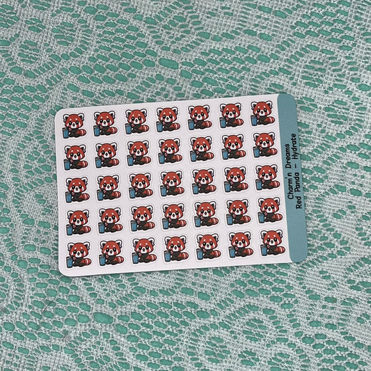 Red Panda Hydrate Icon Planner Stickers