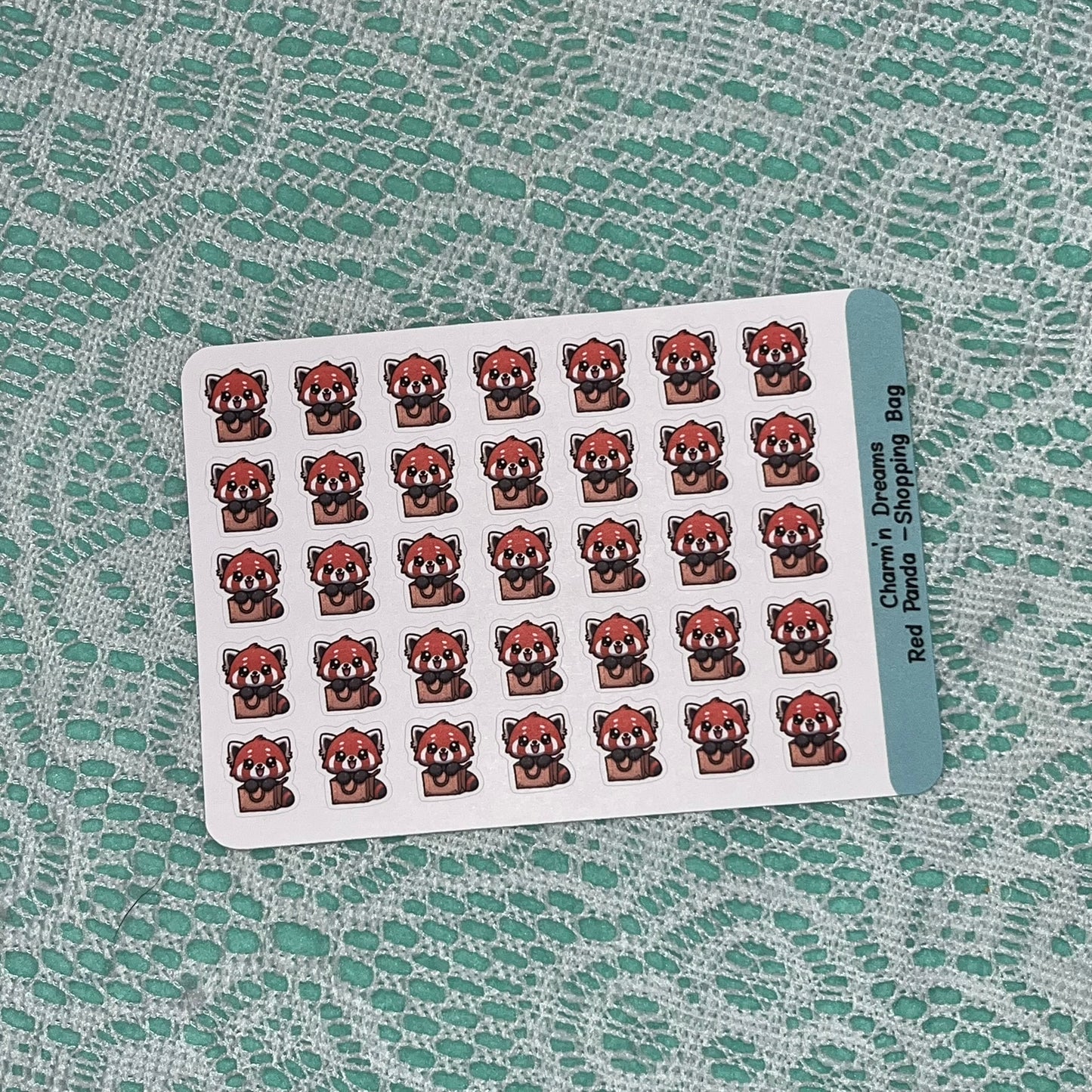 Red Panda Shopping Bag Icon Planner Stickers