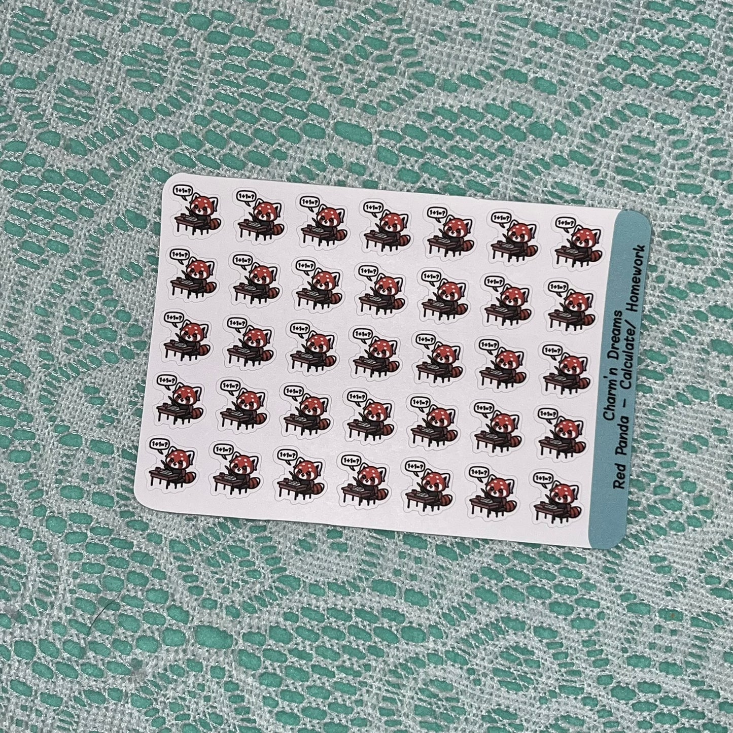 Red Panda Calculate/ Homework Day Icon Planner Stickers