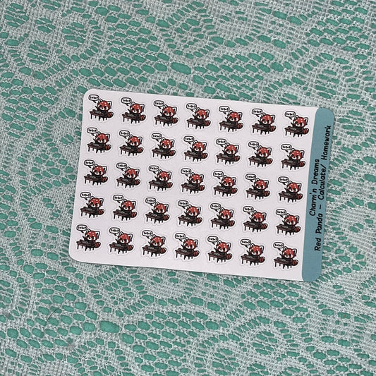 Red Panda Calculate/ Homework Day Icon Planner Stickers
