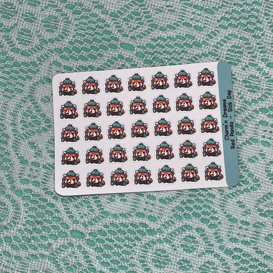 Red Panda Sick Day Icon Planner Stickers