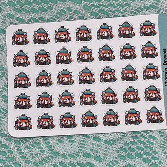 Red Panda Sick Day Icon Planner Stickers