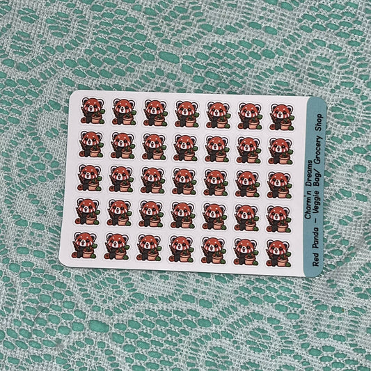 Red Panda Veggie / Grocery Shop Icon Planner Stickers