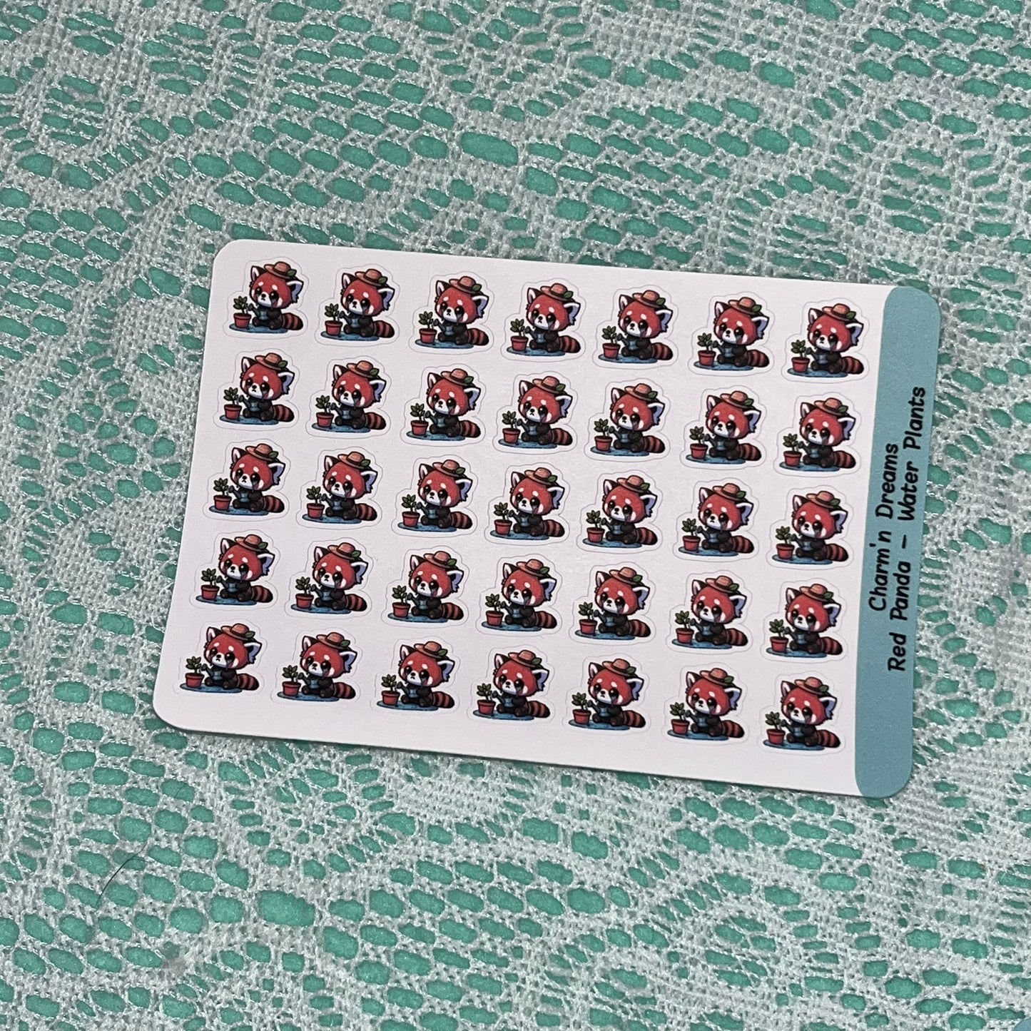 Red Panda Water Plants Icon Planner Stickers