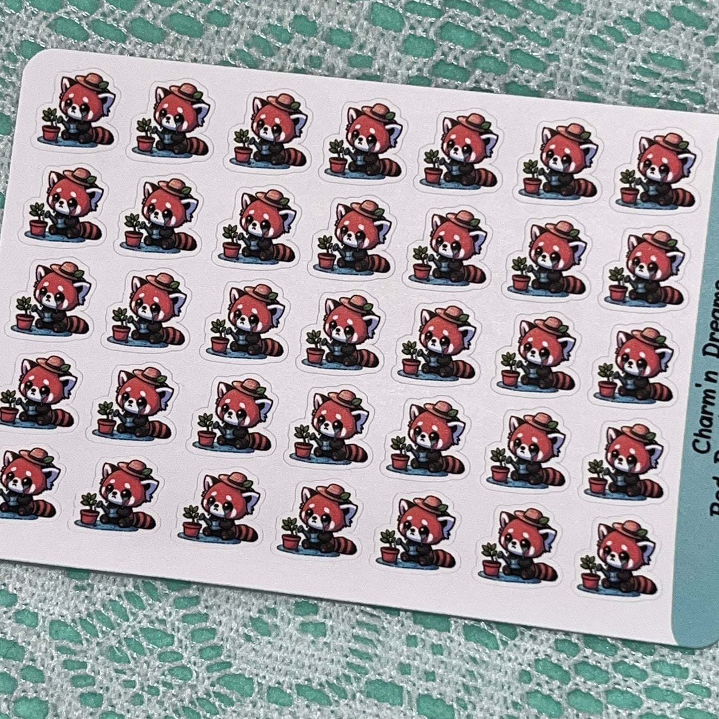 Red Panda Water Plants Icon Planner Stickers