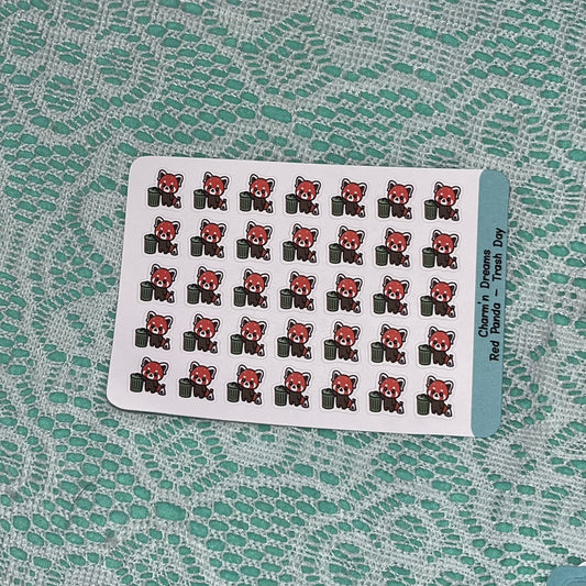 Red Panda Trash Day Icon Planner Stickers