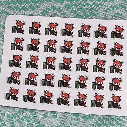 Red Panda Trash Day Icon Planner Stickers