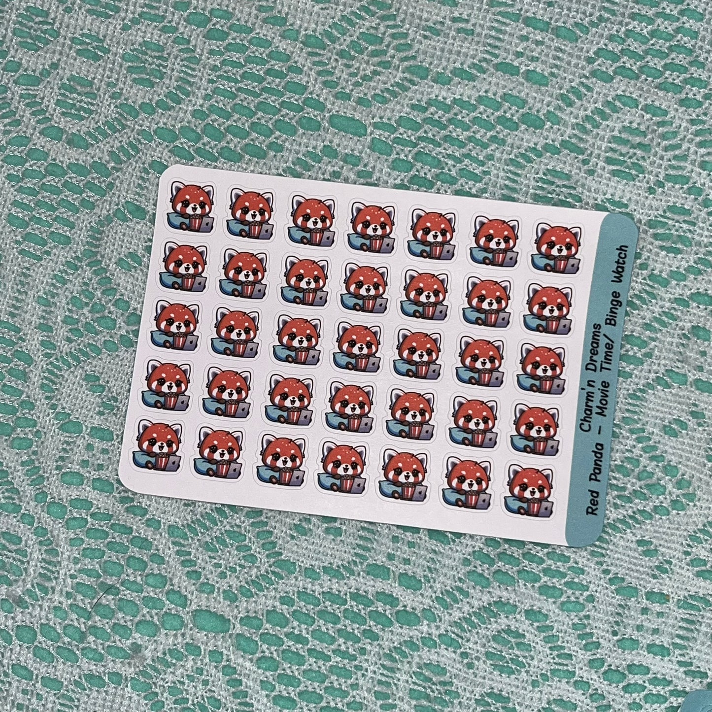 Red Panda Movie Night/ Binge Watch Icon Planner Stickers