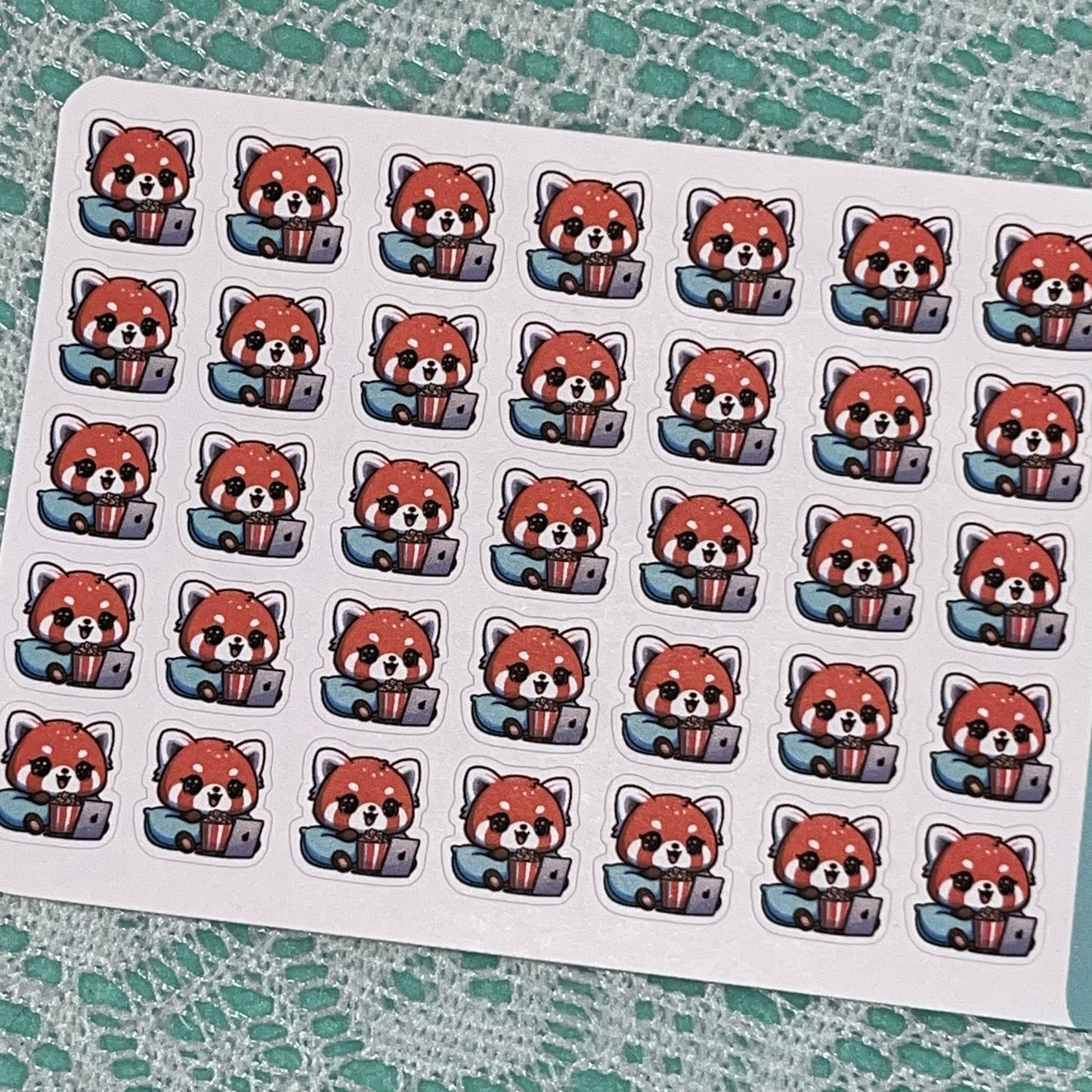 Red Panda Movie Night/ Binge Watch Icon Planner Stickers