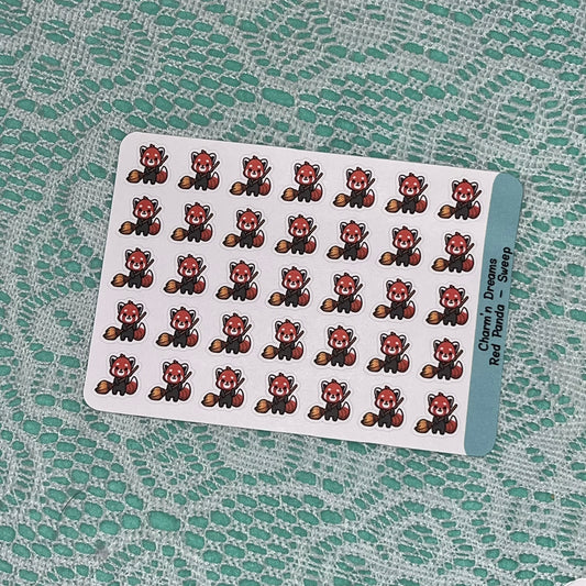 Red Panda Sweep Icon Planner Stickers