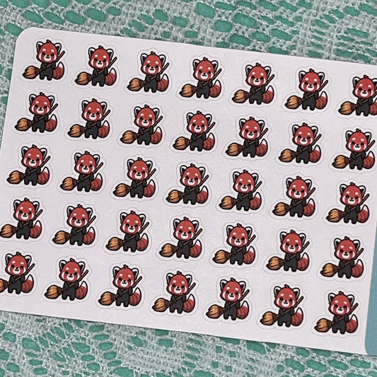 Red Panda Sweep Icon Planner Stickers