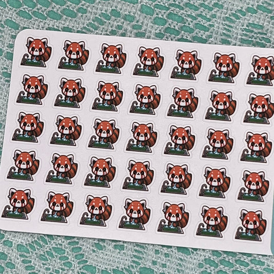 Red Panda Wash Dishes Icon Planner Stickers