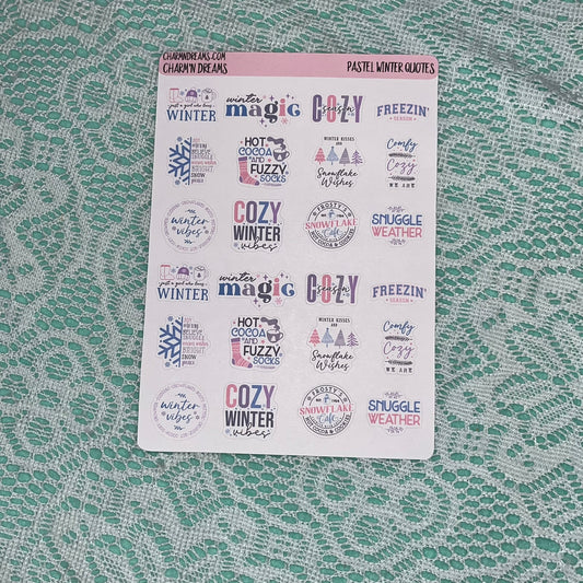 Pastel Winter Quotes sticker Sheet