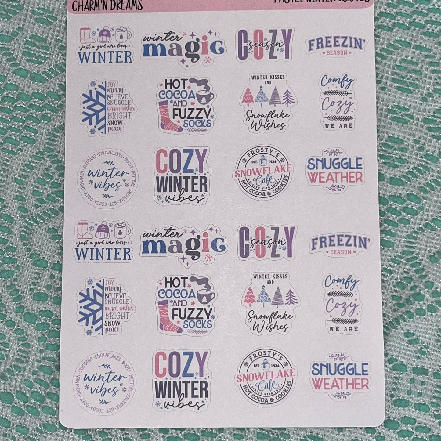 Pastel Winter Quotes sticker Sheet