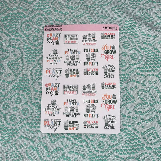 Plant Quotes sticker Sheet