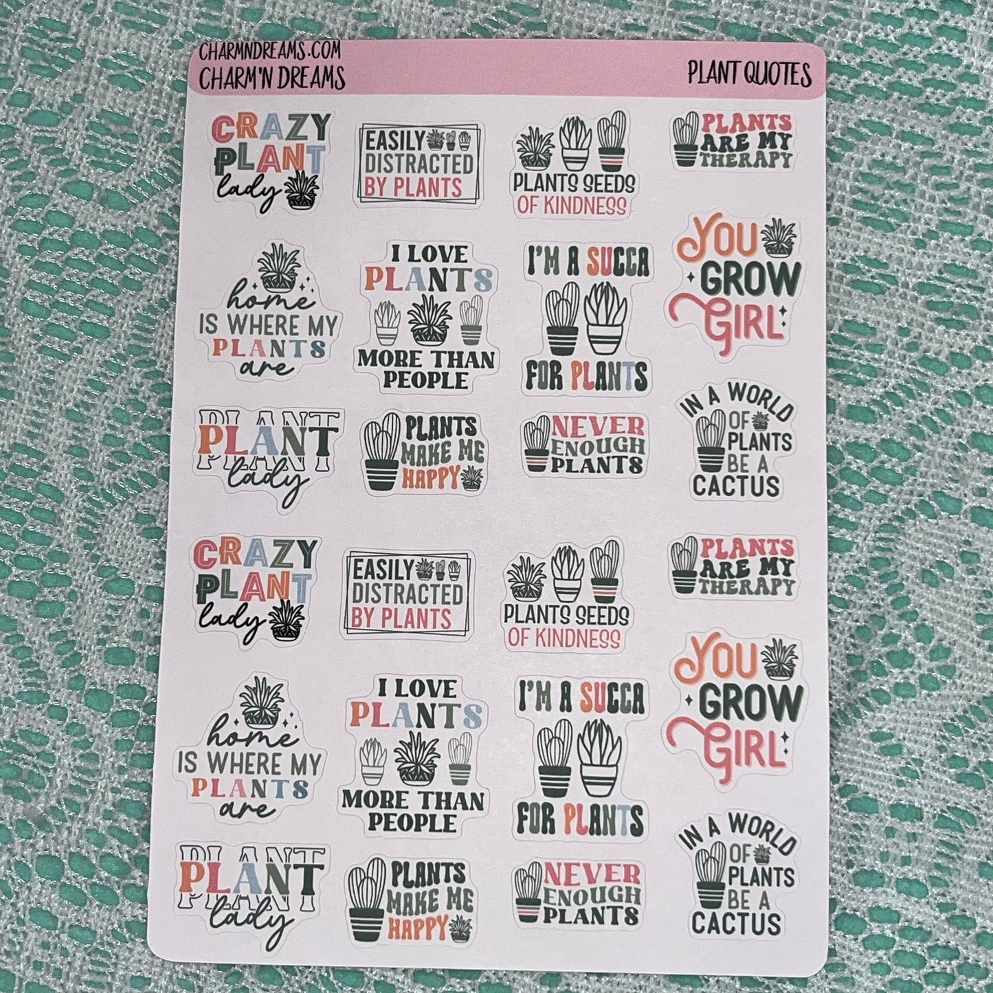 Plant Quotes sticker Sheet