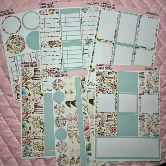 Floral Books Planner Sticker Kit