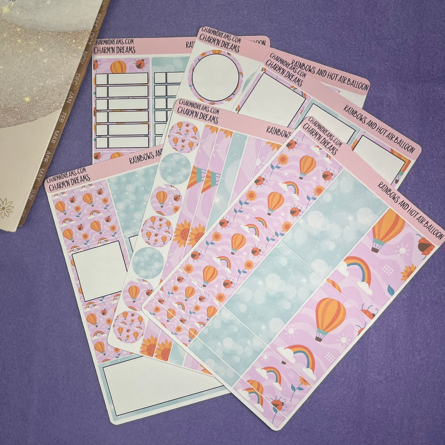 Rainbows and Hot Air Balloons Planner Sticker Kit