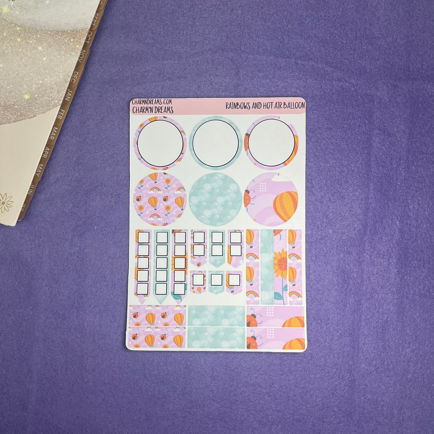 Rainbows and Hot Air Balloons Planner Sticker Kit