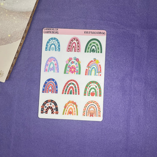 Year of Boho Rainbows Sticker Sheet