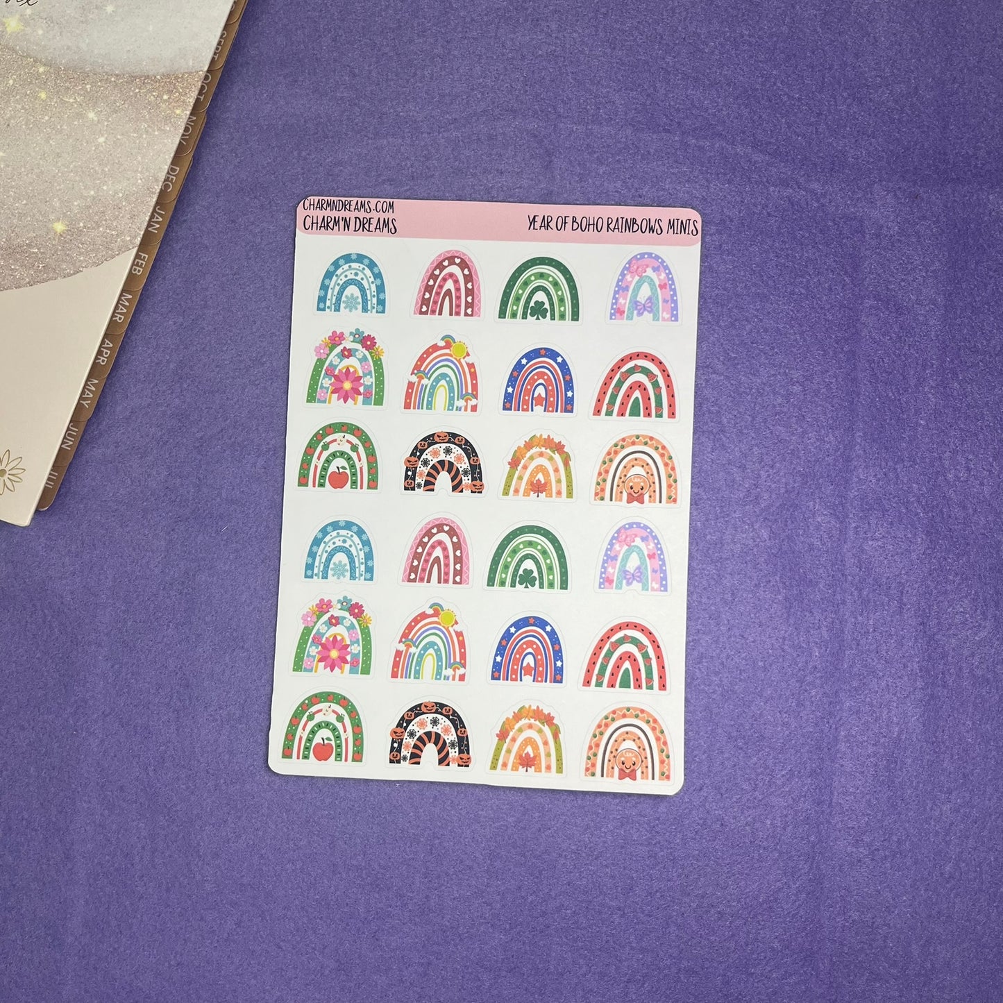 Mini Year of Boho Rainbows Sticker Sheet