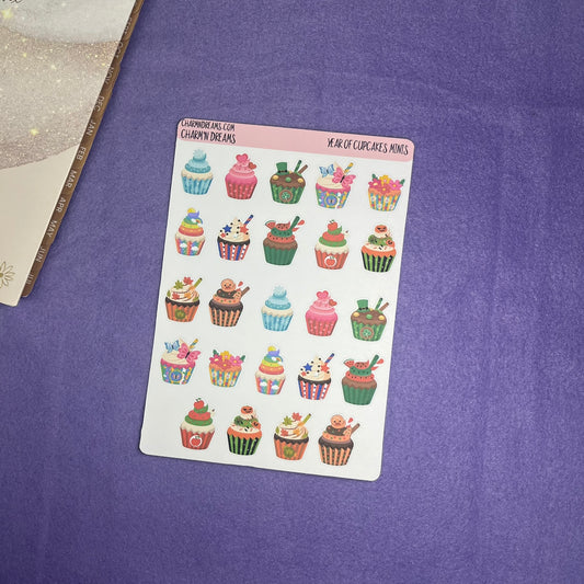 Mini Year of Cupcakes Sticker Sheet