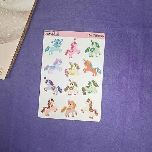 Year of Unicorns Sticker Sheet