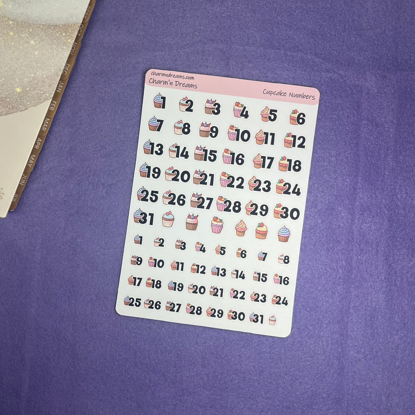 Cupcake Numbers Planner Sticker Sheet