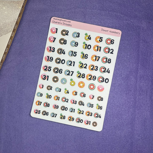 Donut Numbers Planner Sticker Sheet