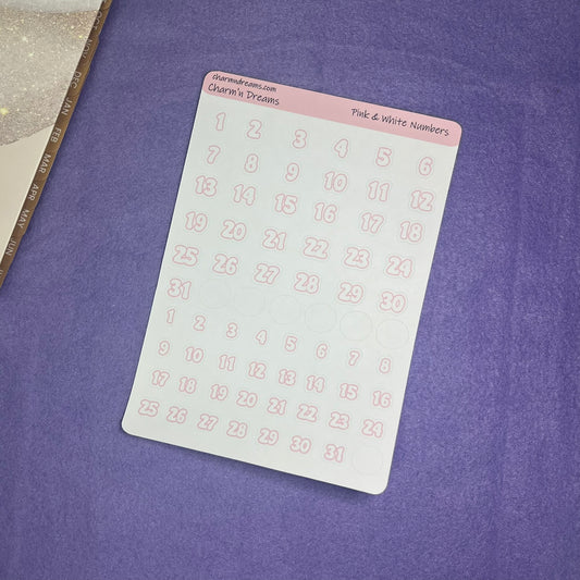 Pink Numbers Planner Sticker Sheet