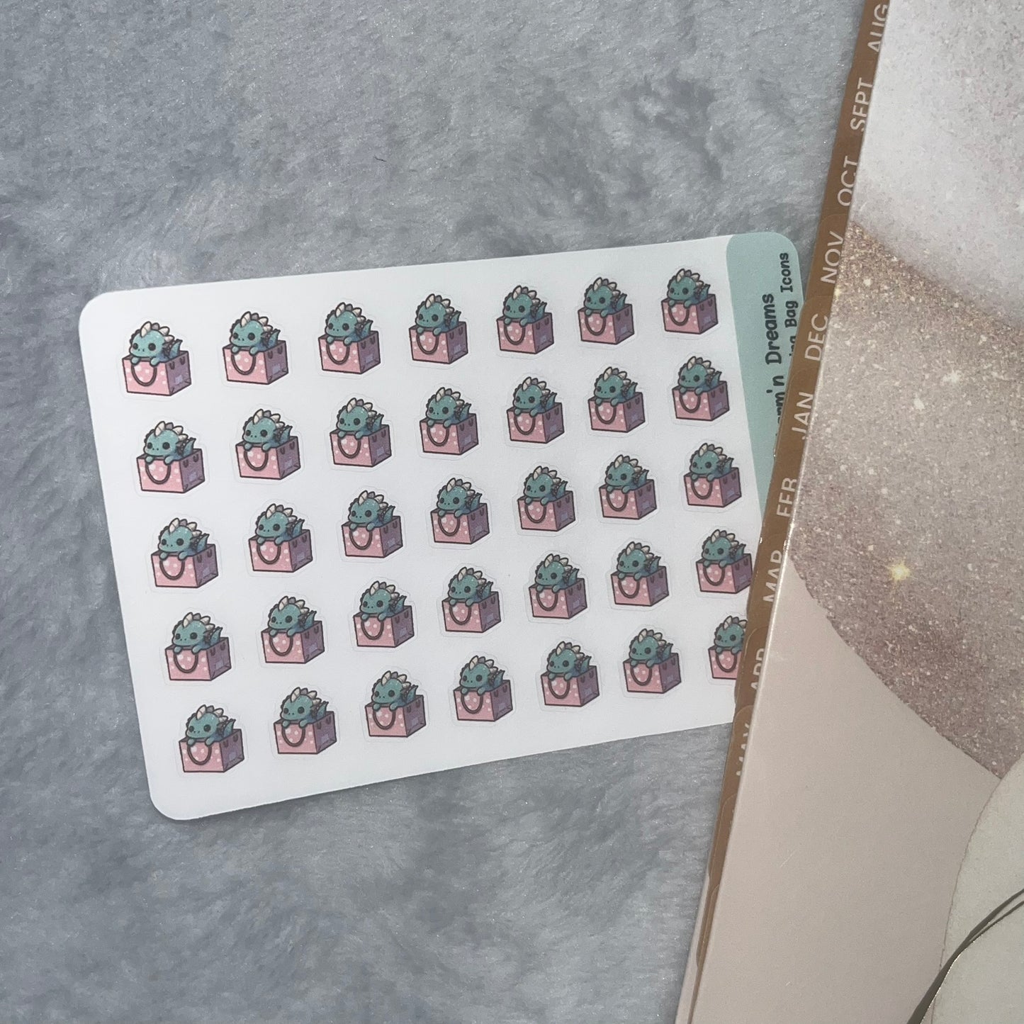Dragon Shopping Bag Icon Planner Stickers